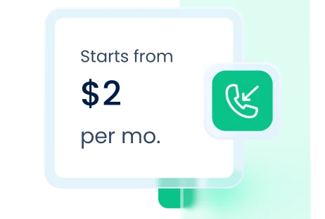 DID Numbers pricing: Start from $2.00 per month
